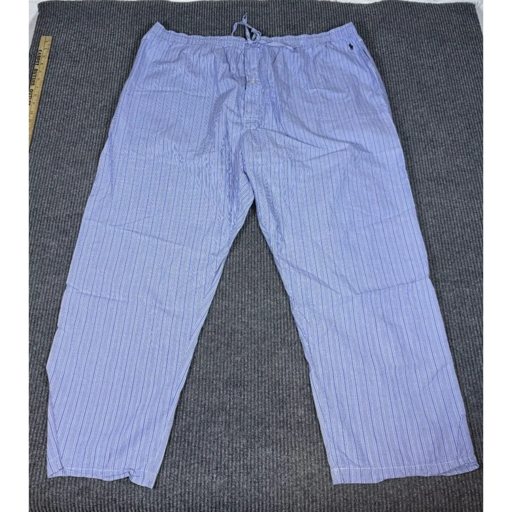 Polo Ralph Lauren Pajama Pants Baggy 3XL Blue Straight Leg Striped Drawstring